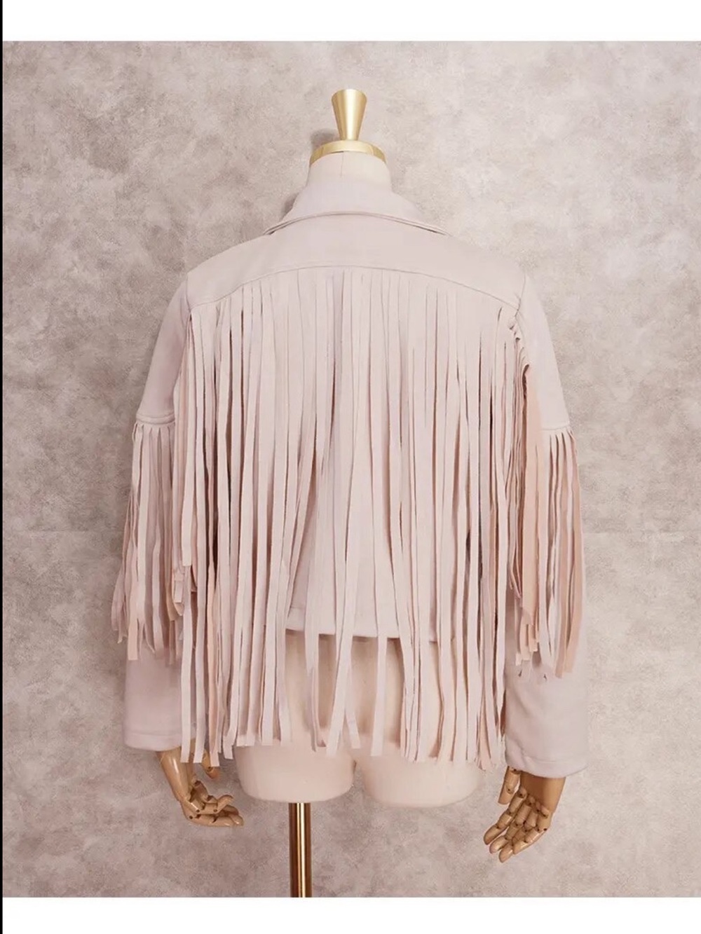 Faux Suede Fringe Mini Skirt in Cream - Picture 3 of 6